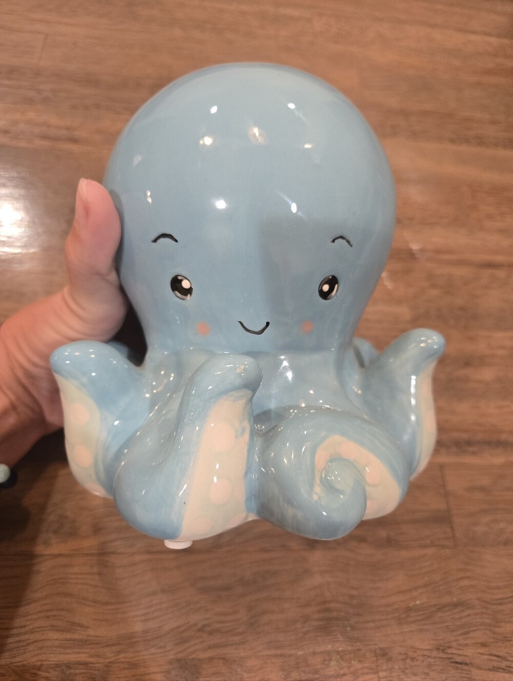 Ceramic Octopus Piggy Bank - Light Blue Decorative Accent